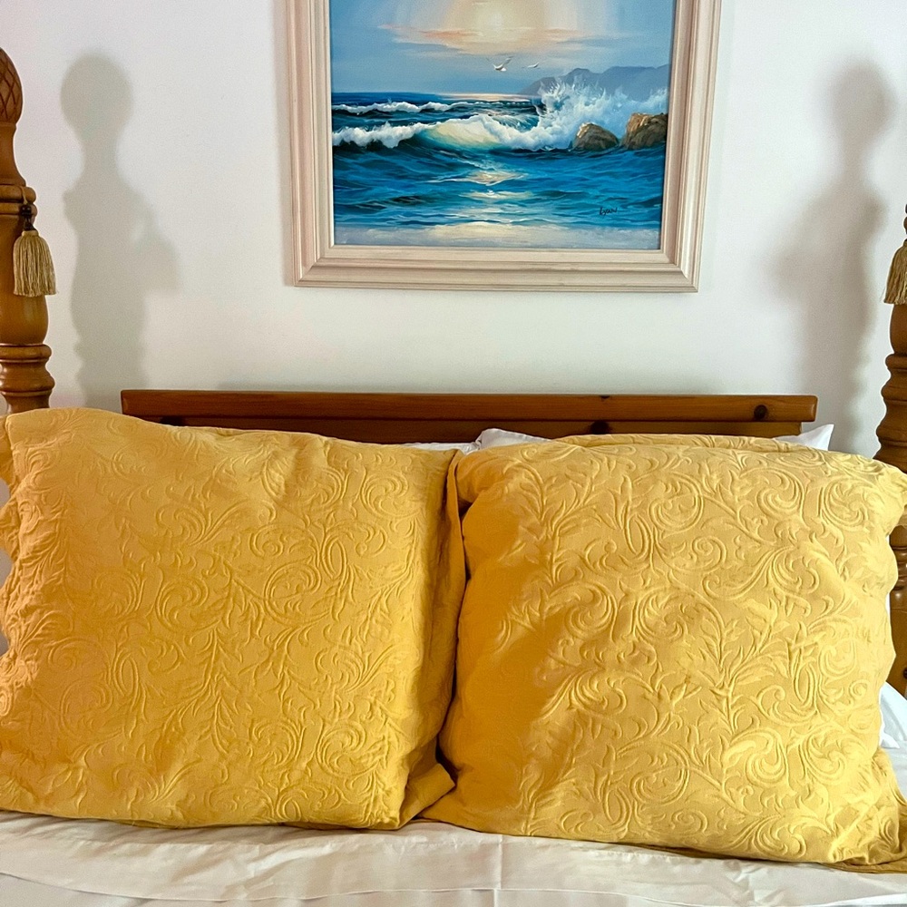 Frontgate Pillow Shams in Gold / Bright Yellow 26x26. Pillow covers only.